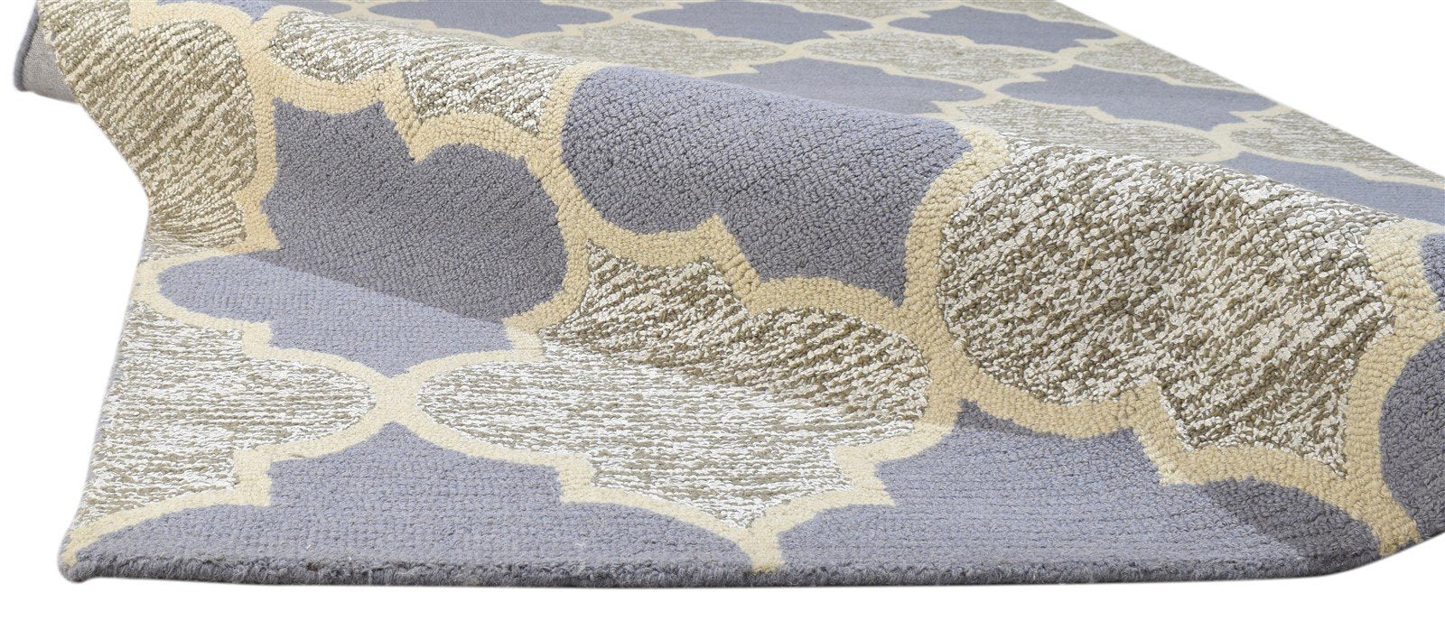 Grey Wool Rug 5' X 8' Modern Hand Tufted Moroccan Trellis Room Size Carpet 7860687011989