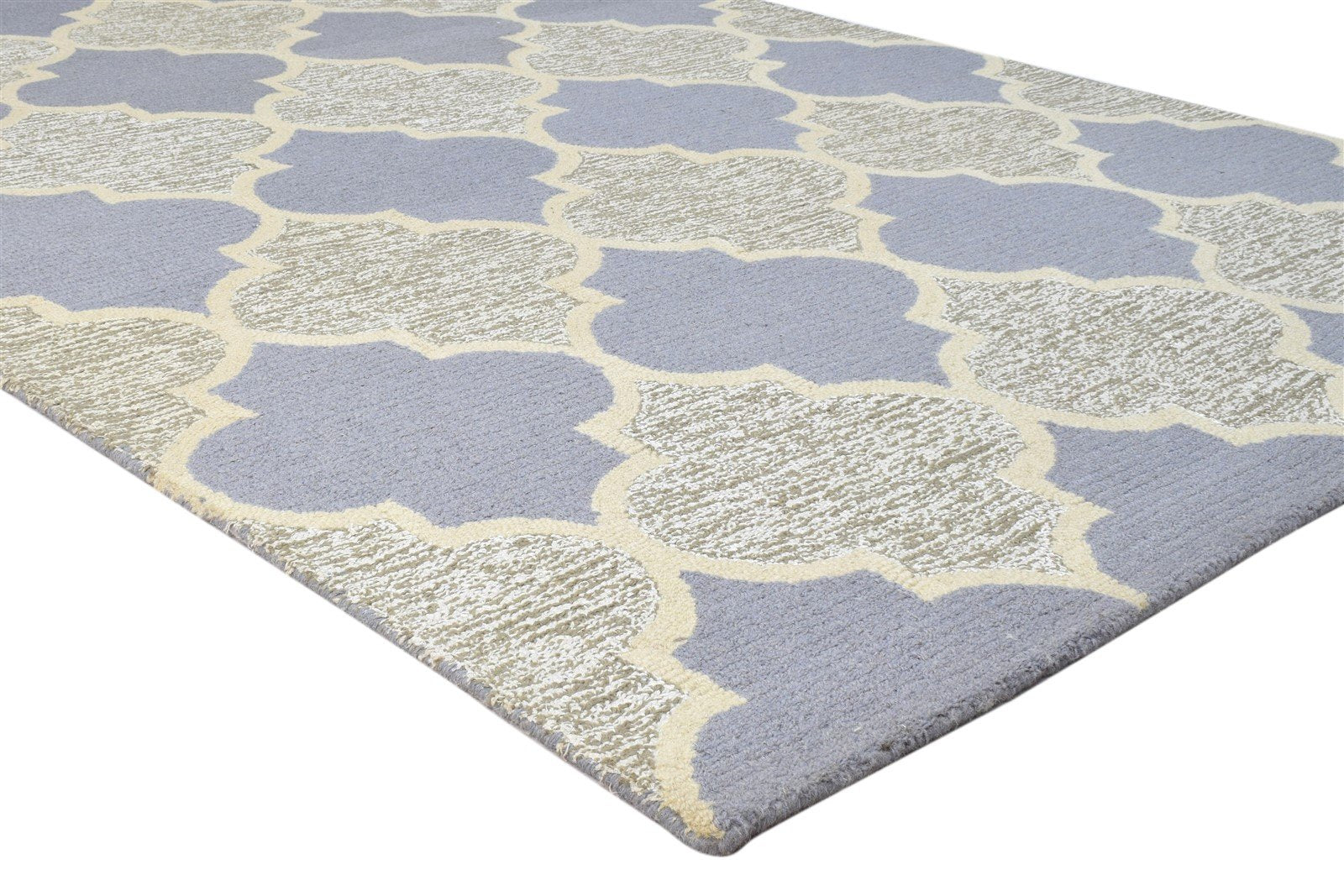 Grey Wool Rug 5' X 8' Modern Hand Tufted Moroccan Trellis Room Size Carpet 7860687011989