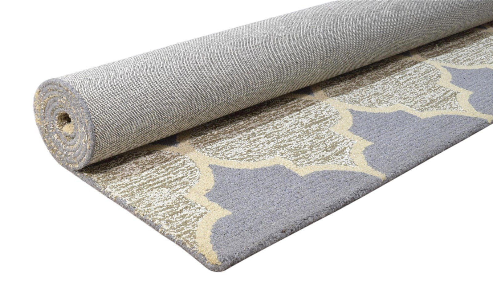 Grey Wool Rug 5' X 8' Modern Hand Tufted Moroccan Trellis Room Size Carpet 7860687011989