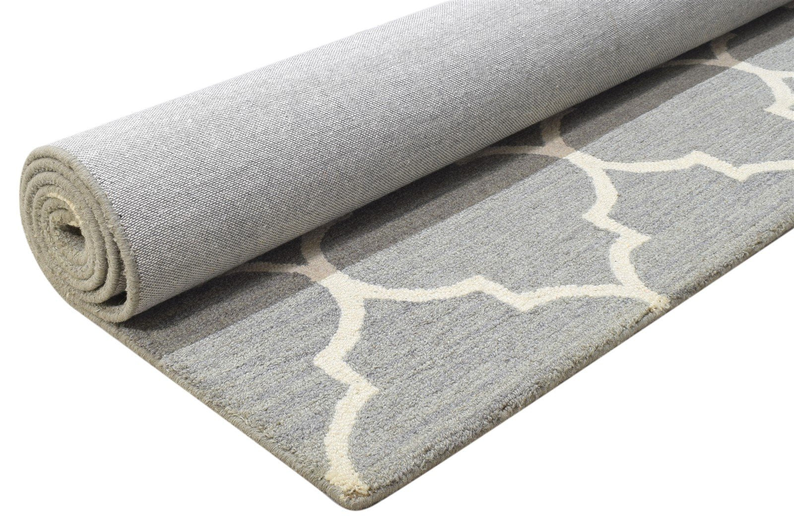 Grey Wool Rug 5' X 8' Modern Hand Tufted Moroccan Trellis Room Size Carpet 7864245125269