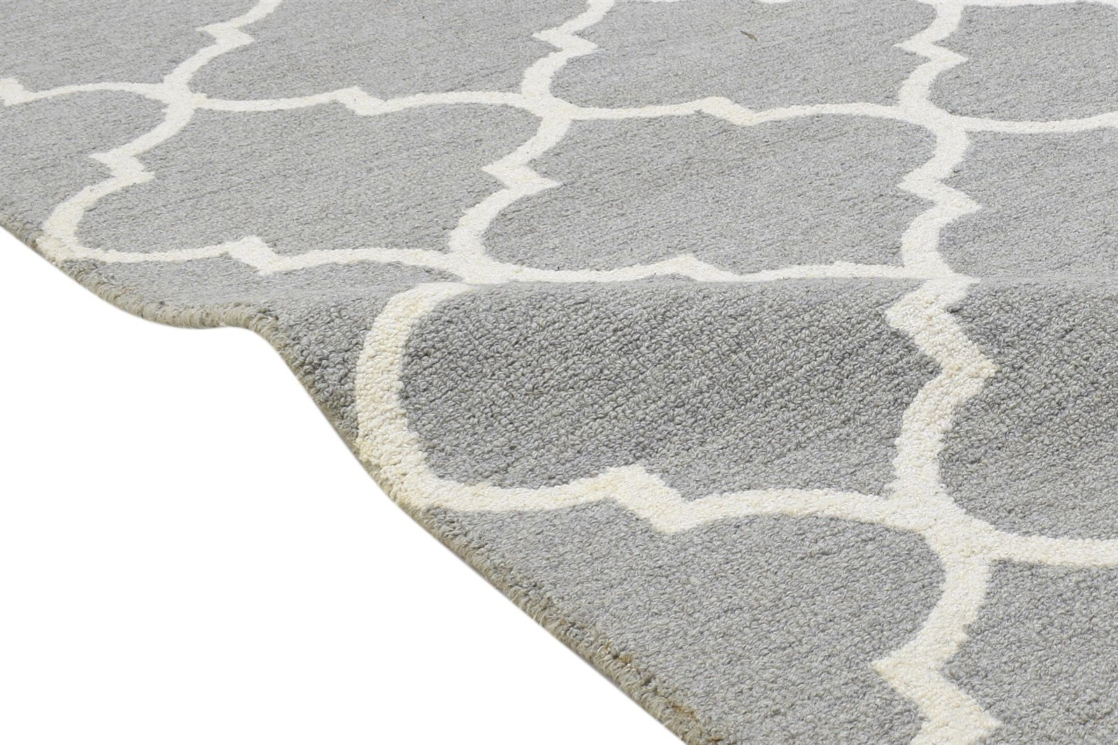 Grey Wool Rug 5' X 8' Modern Hand Tufted Moroccan Trellis Room Size Carpet 7864358699157