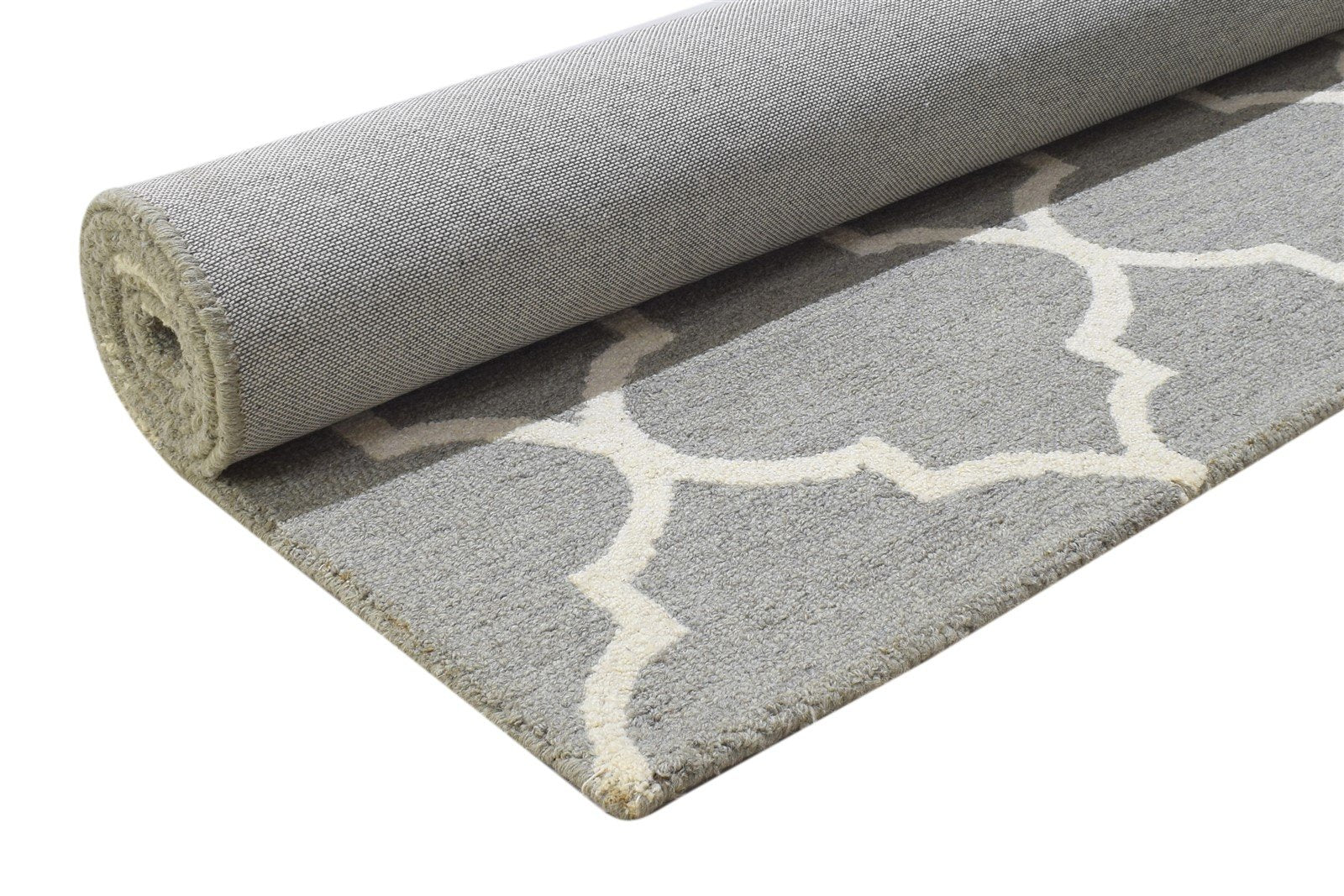 Grey Wool Rug 5' X 8' Modern Hand Tufted Moroccan Trellis Room Size Carpet 7864358699157