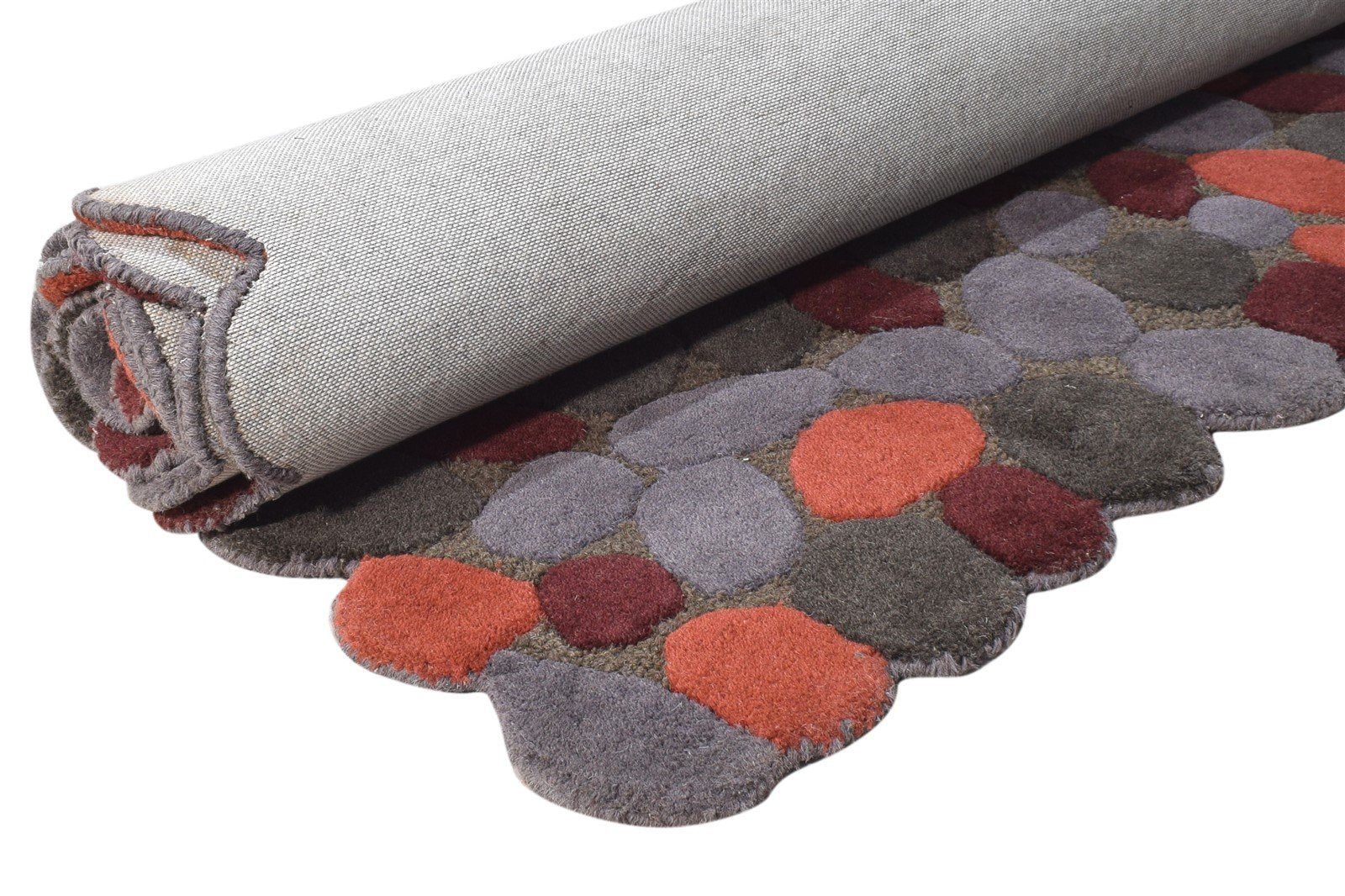 Grey Wool Rug 5' X 8' Modern Hand Tufted Scandinavian Abstract Room Size Carpet 7865056133269