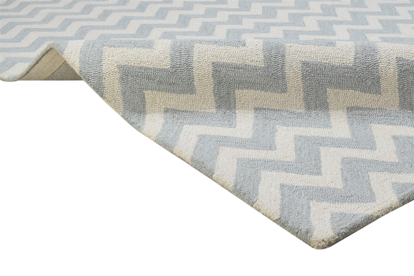 Grey Wool Rug 5' X 8' Modern Hand Tufted Scandinavian Chevron Room Size Carpet 7864262230165