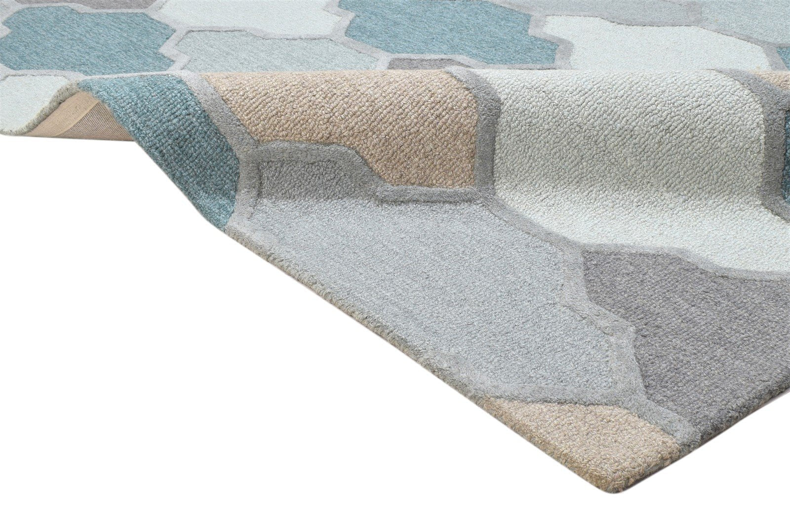 Grey Wool Rug 5' X 8' Modern Hand Tufted Scandinavian Diamond Room Size Carpet 7864094851221