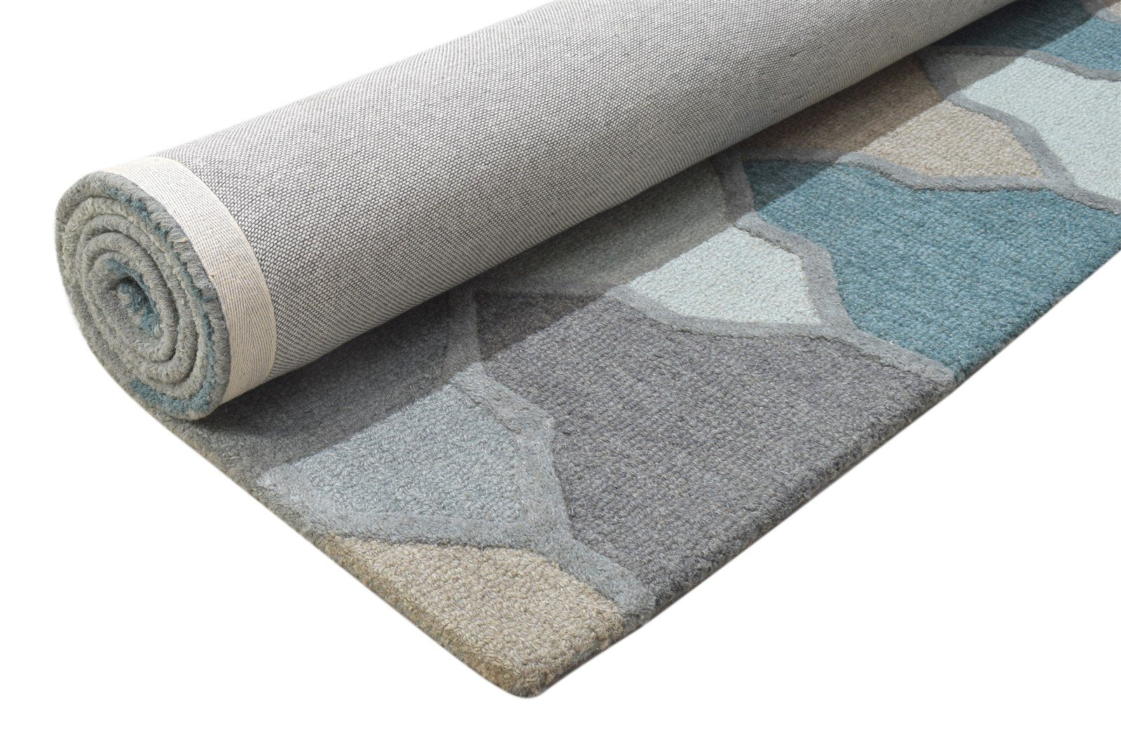Grey Wool Rug 5' X 8' Modern Hand Tufted Scandinavian Diamond Room Size Carpet 7864094851221