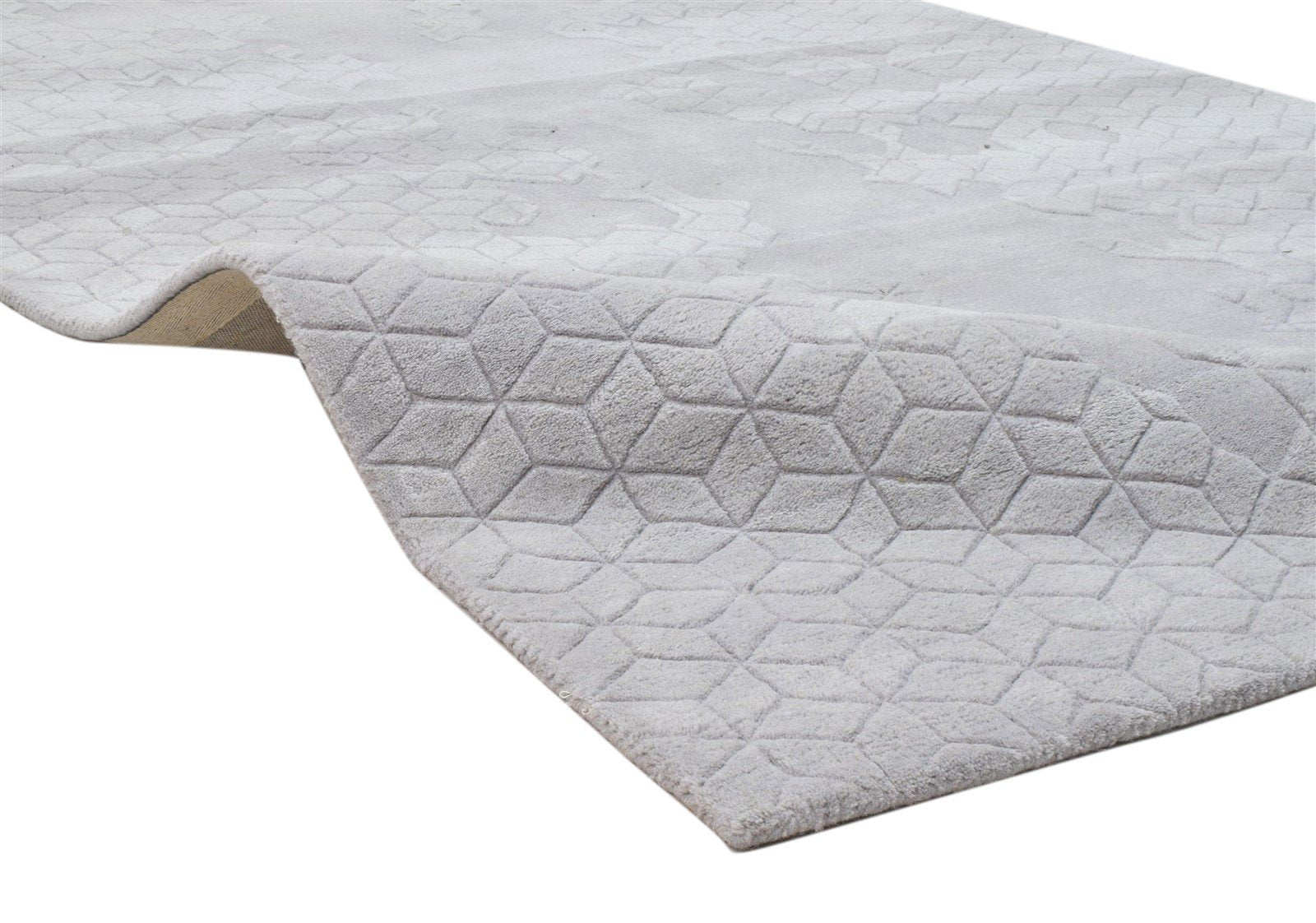 Grey Wool Rug 5' X 8' Modern Hand Tufted Scandinavian Solid Room Size Carpet 7860684095637