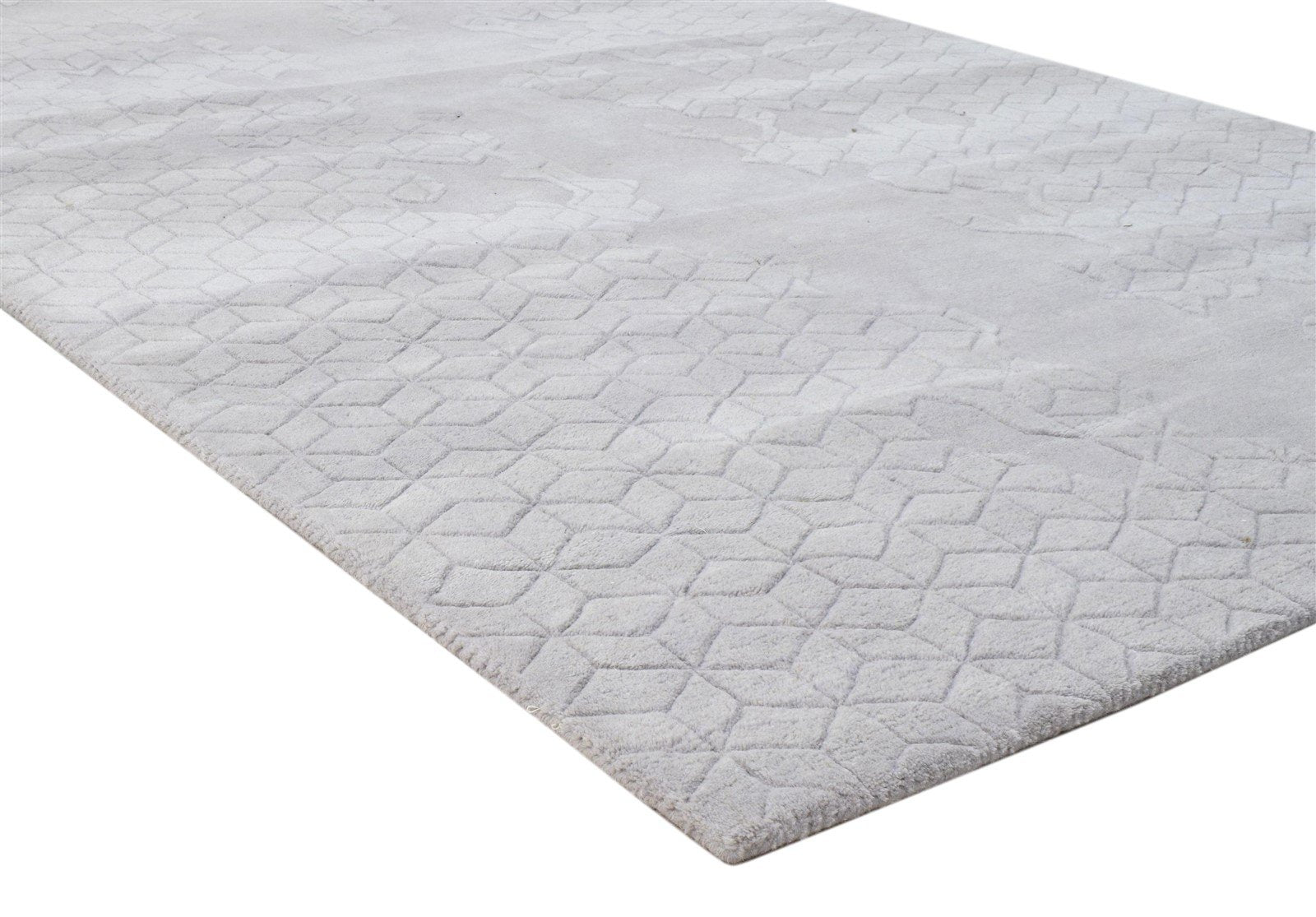 Grey Wool Rug 5' X 8' Modern Hand Tufted Scandinavian Solid Room Size Carpet 7860684095637