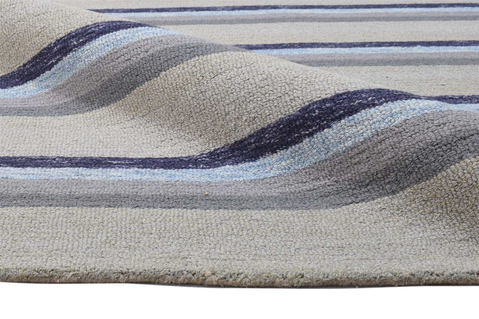 Grey Wool Rug 5' X 8' Modern Hand Tufted Scandinavian Striped Room Size Carpet 7864095998101