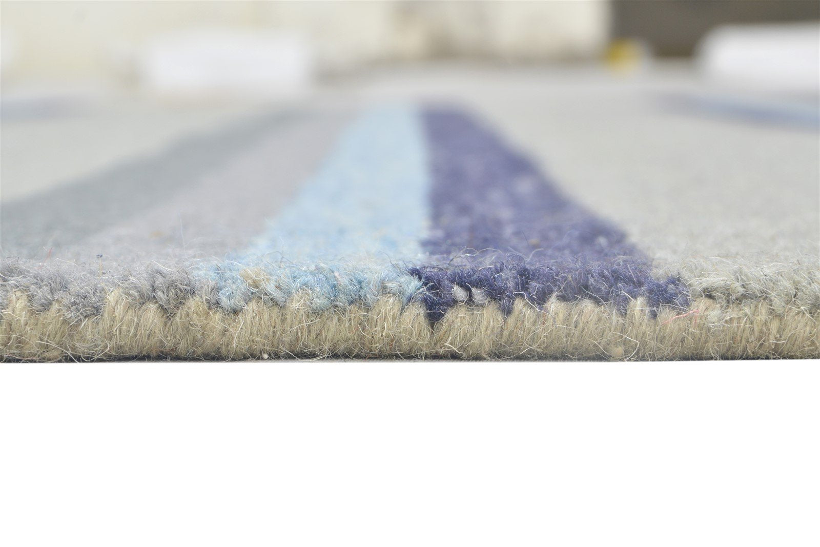 Grey Wool Rug 5' X 8' Modern Hand Tufted Scandinavian Striped Room Size Carpet 7864095998101