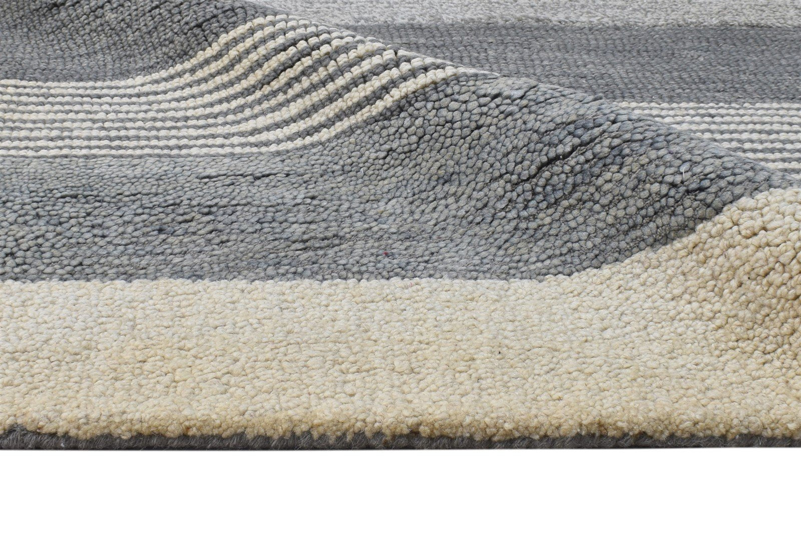 Grey Wool Rug 5' X 8' Modern Hand Tufted Scandinavian Striped Room Size Carpet 7865074057365