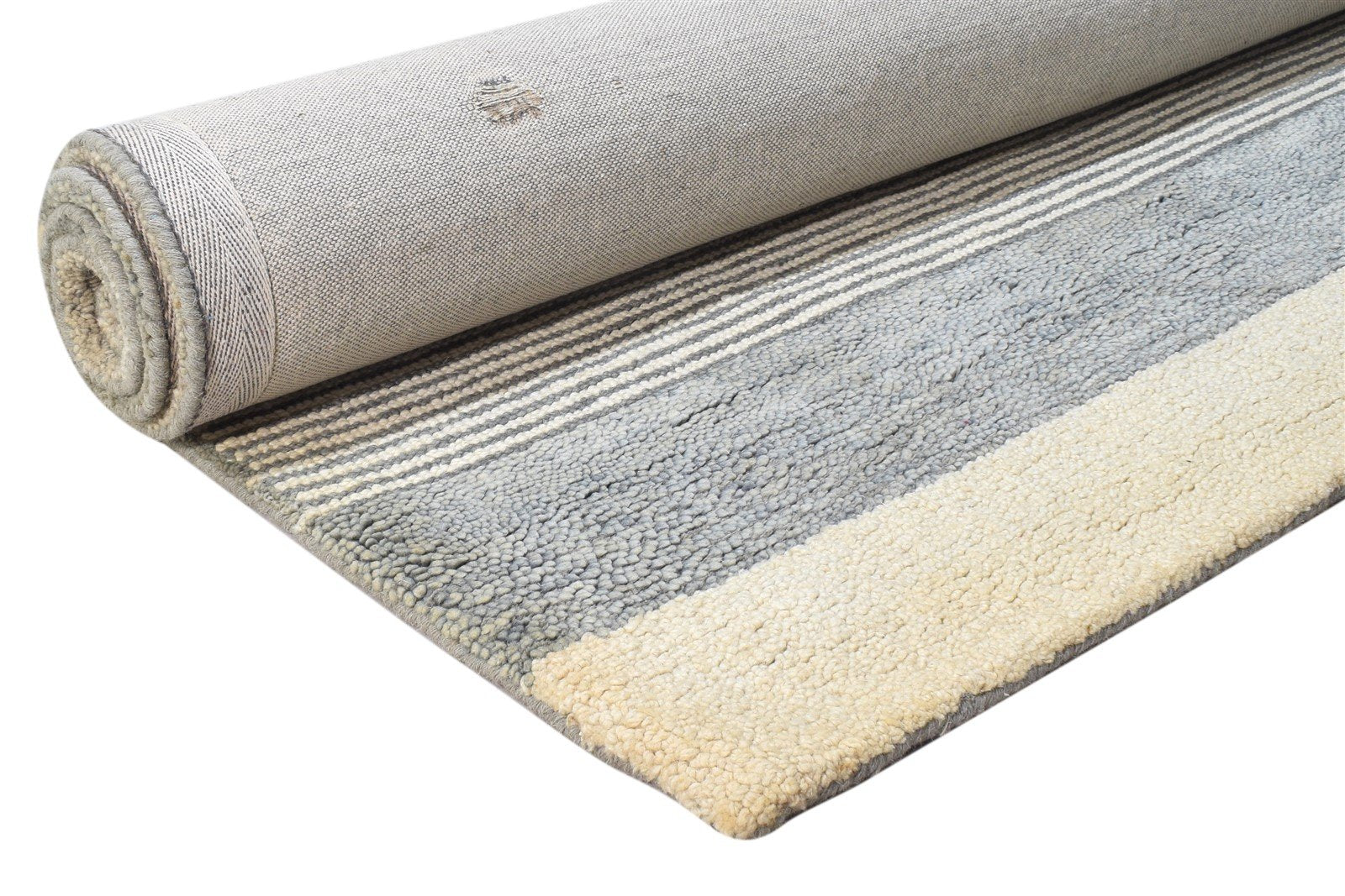 Grey Wool Rug 5' X 8' Modern Hand Tufted Scandinavian Striped Room Size Carpet 7865074057365