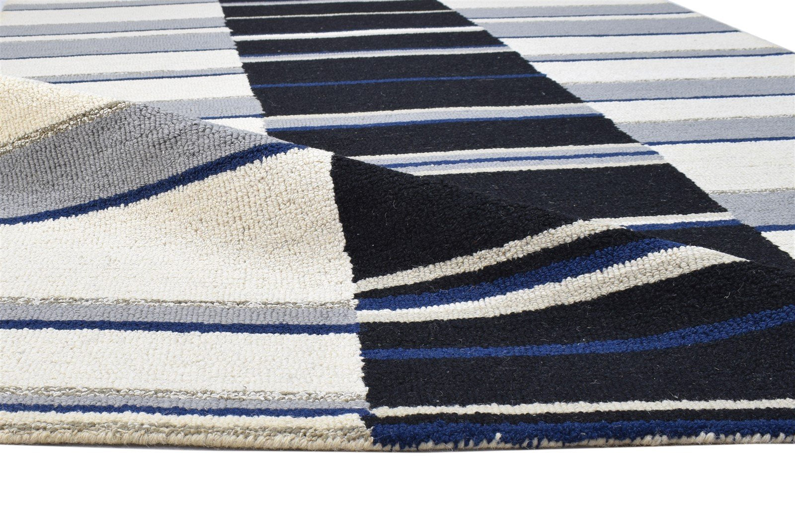 Grey Wool Rug 5' X 8' Modern Hand Tufted Scandinavian Striped Room Size Carpet 7864278581397