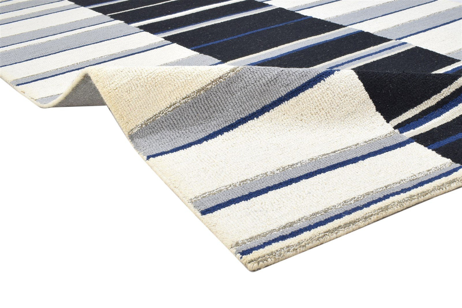 Grey Wool Rug 5' X 8' Modern Hand Tufted Scandinavian Striped Room Size Carpet 7864278581397