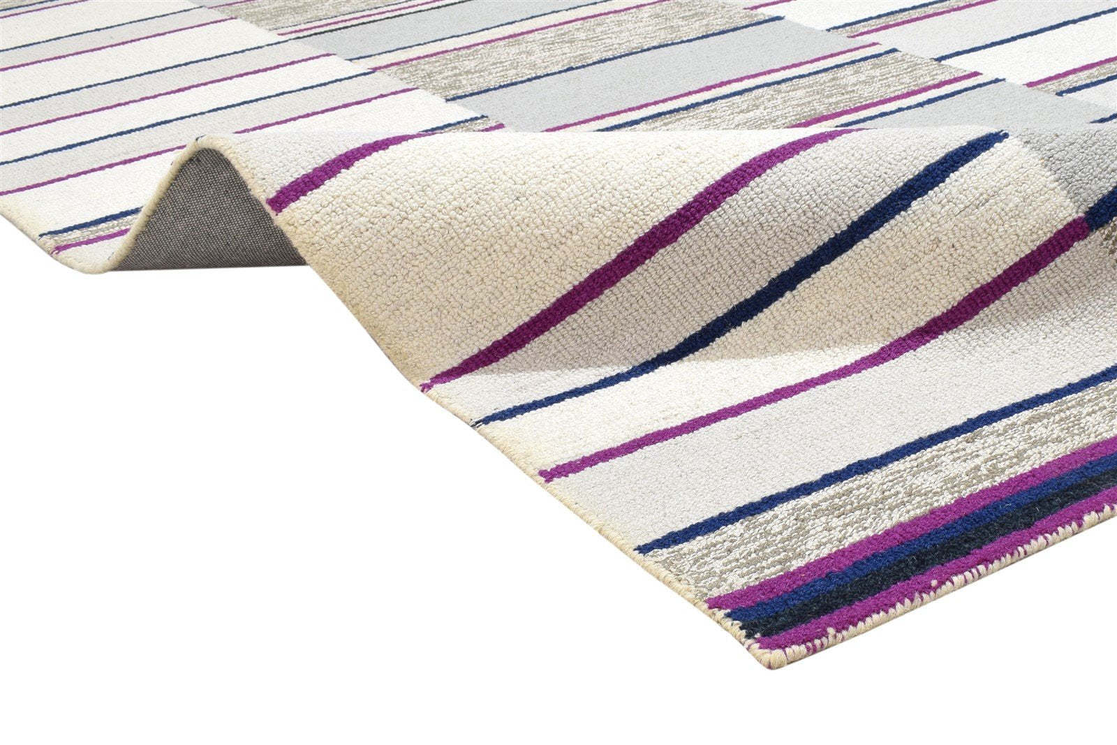 Grey Wool Rug 5' X 8' Modern Hand Tufted Scandinavian Striped Room Size Carpet 7864280252565
