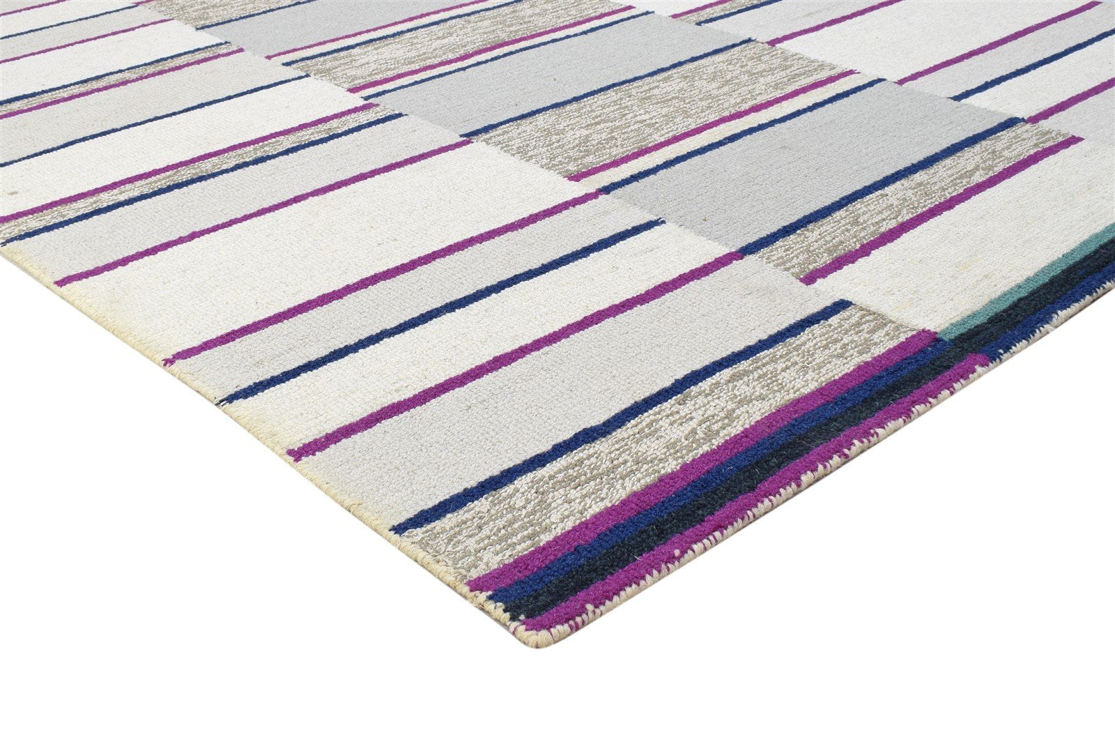Grey Wool Rug 5' X 8' Modern Hand Tufted Scandinavian Striped Room Size Carpet 7864280252565