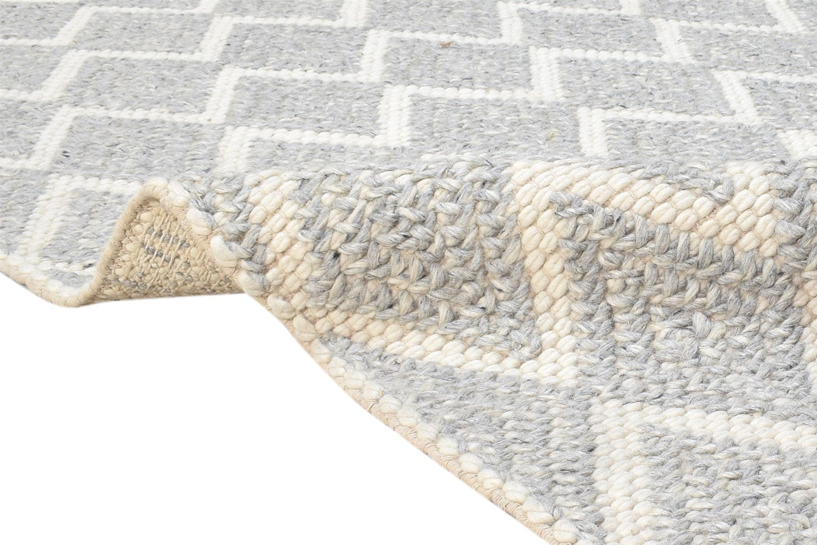 Grey Wool Rug 5' X 8' Modern Hand Woven Scandinavian Chevron Room Size Carpet 7865053151381
