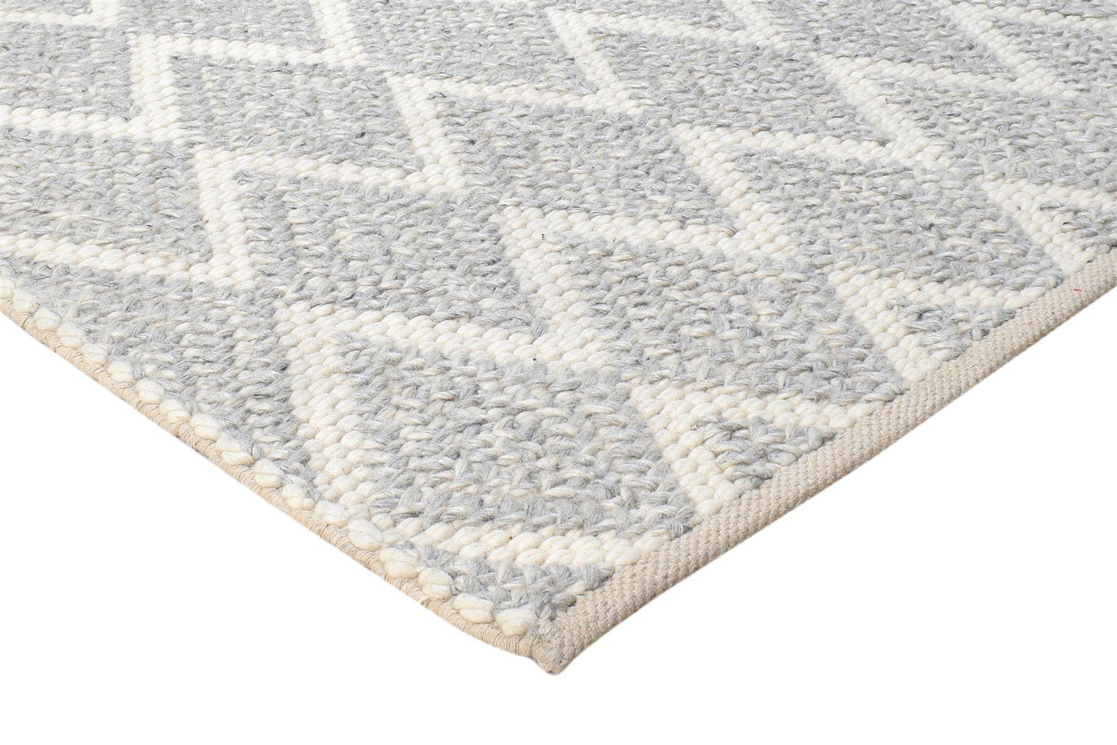 Grey Wool Rug 5' X 8' Modern Hand Woven Scandinavian Chevron Room Size Carpet 7865053151381