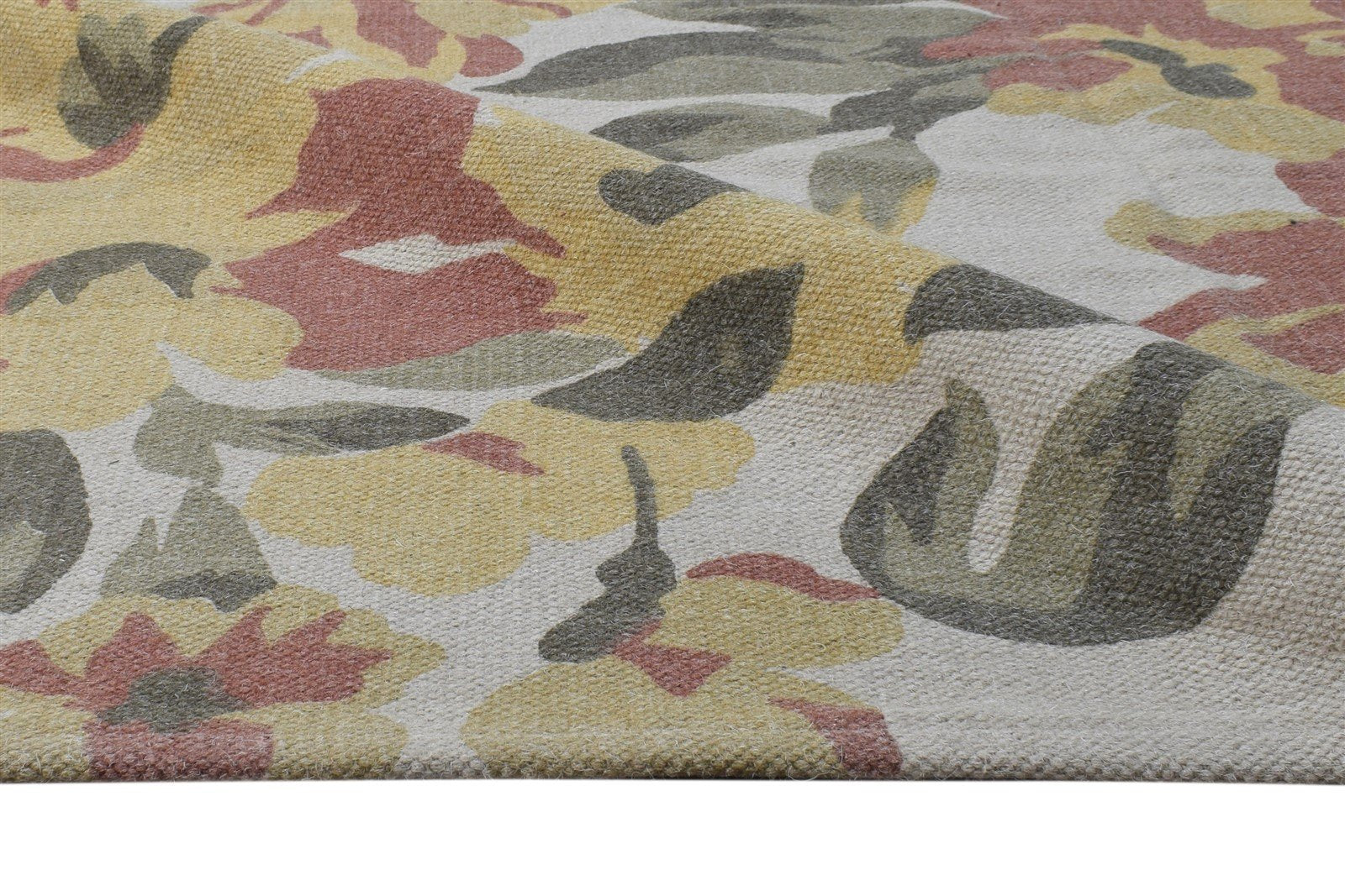 Grey Wool Rug 5' X 8' Transitional Dhurrie European Floral Room Size Carpet 7865142902933