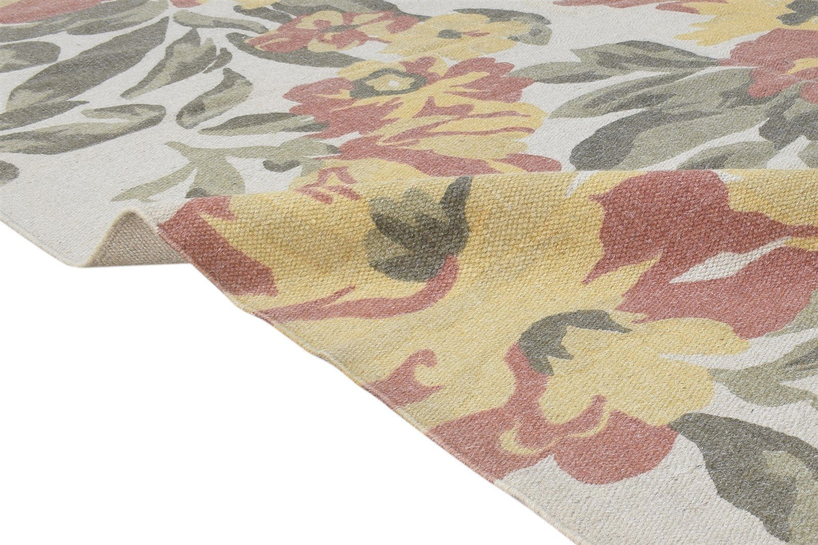 Grey Wool Rug 5' X 8' Transitional Dhurrie European Floral Room Size Carpet 7865142902933