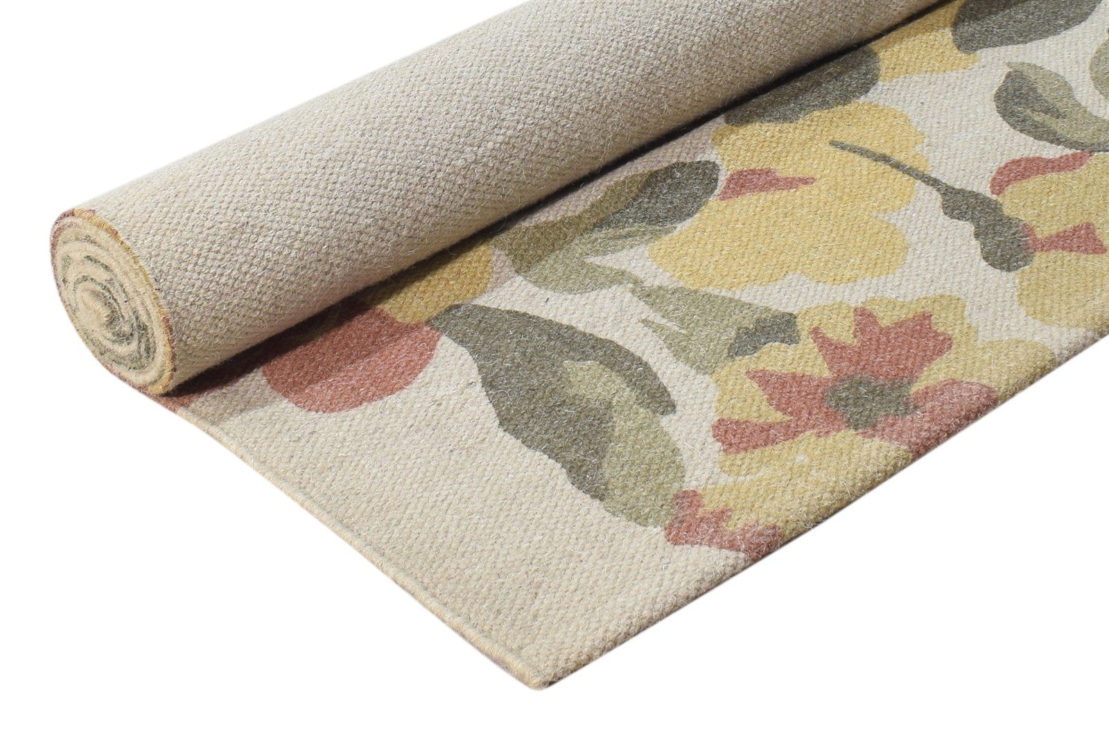 Grey Wool Rug 5' X 8' Transitional Dhurrie European Floral Room Size Carpet 7865142902933