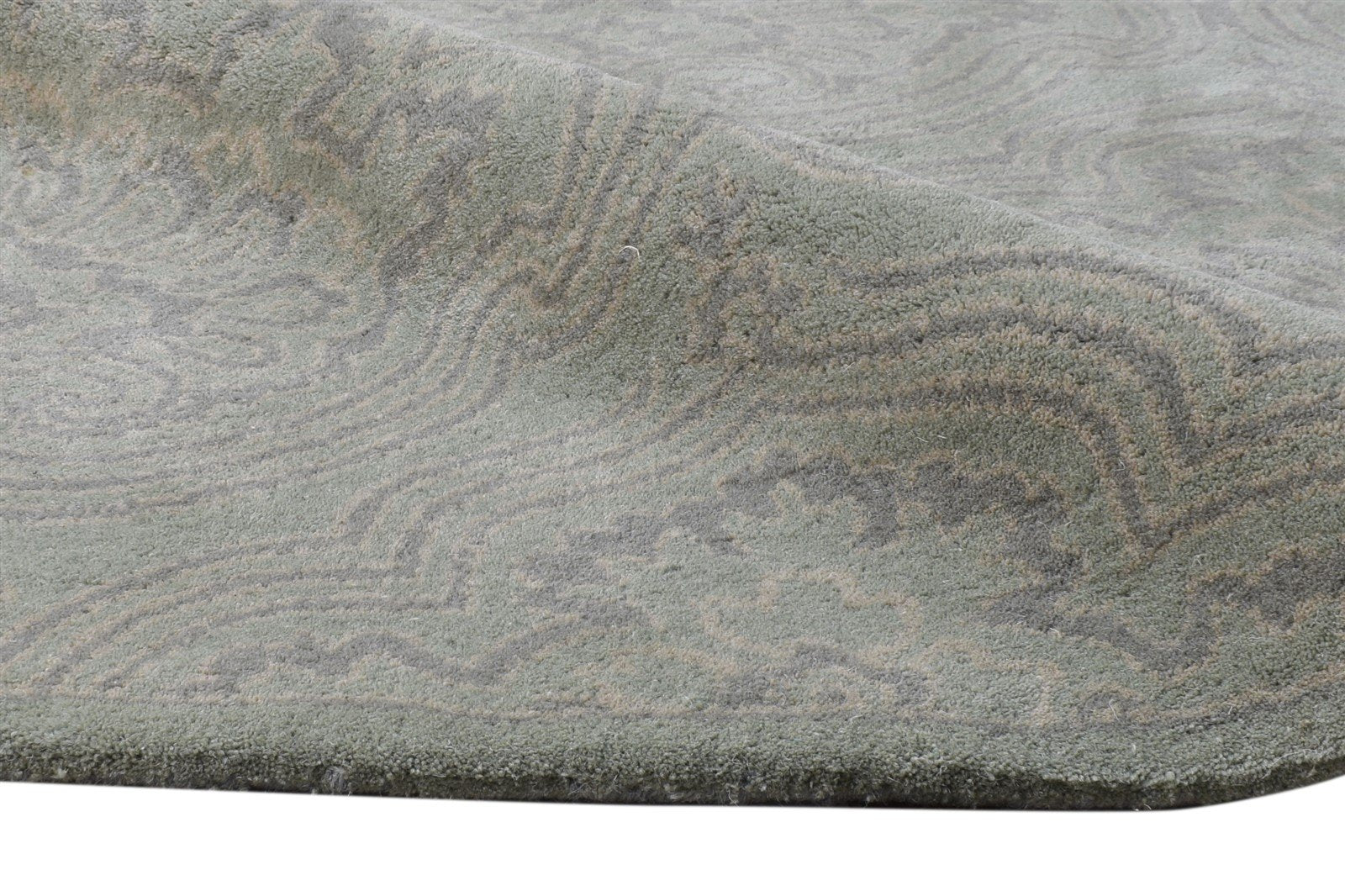 Grey Wool Rug 5' X 8' Transitional Hand Tufted European Damask Room Size Carpet 7865177866389