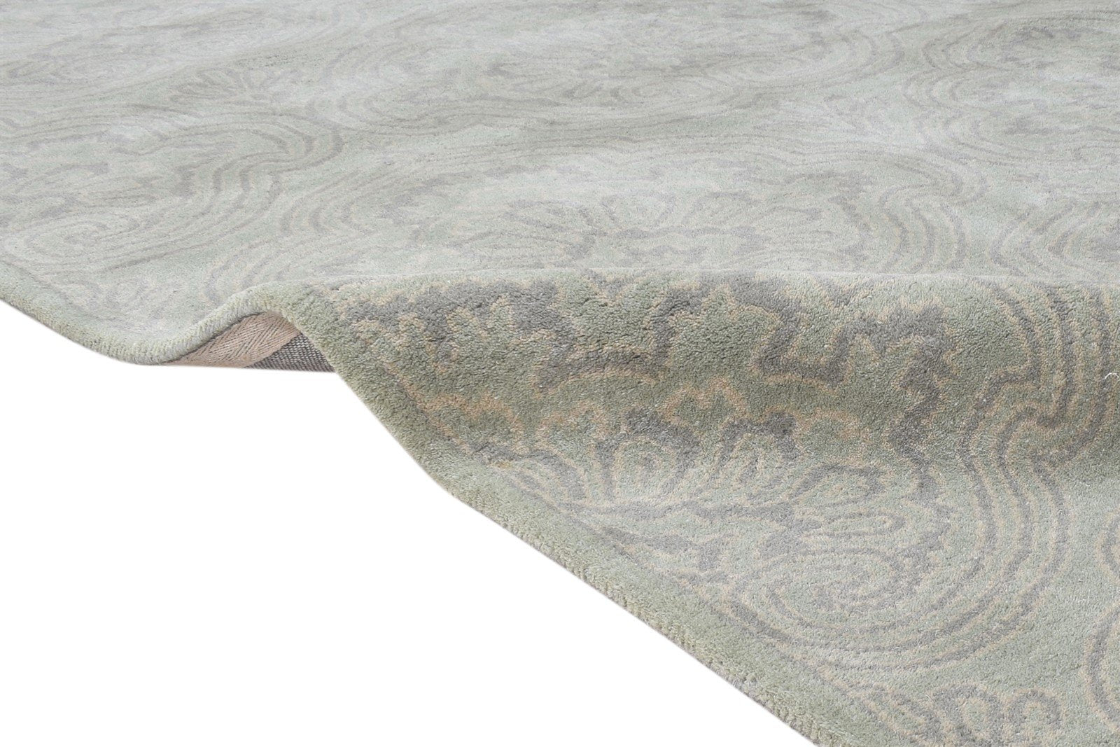 Grey Wool Rug 5' X 8' Transitional Hand Tufted European Damask Room Size Carpet 7865177866389
