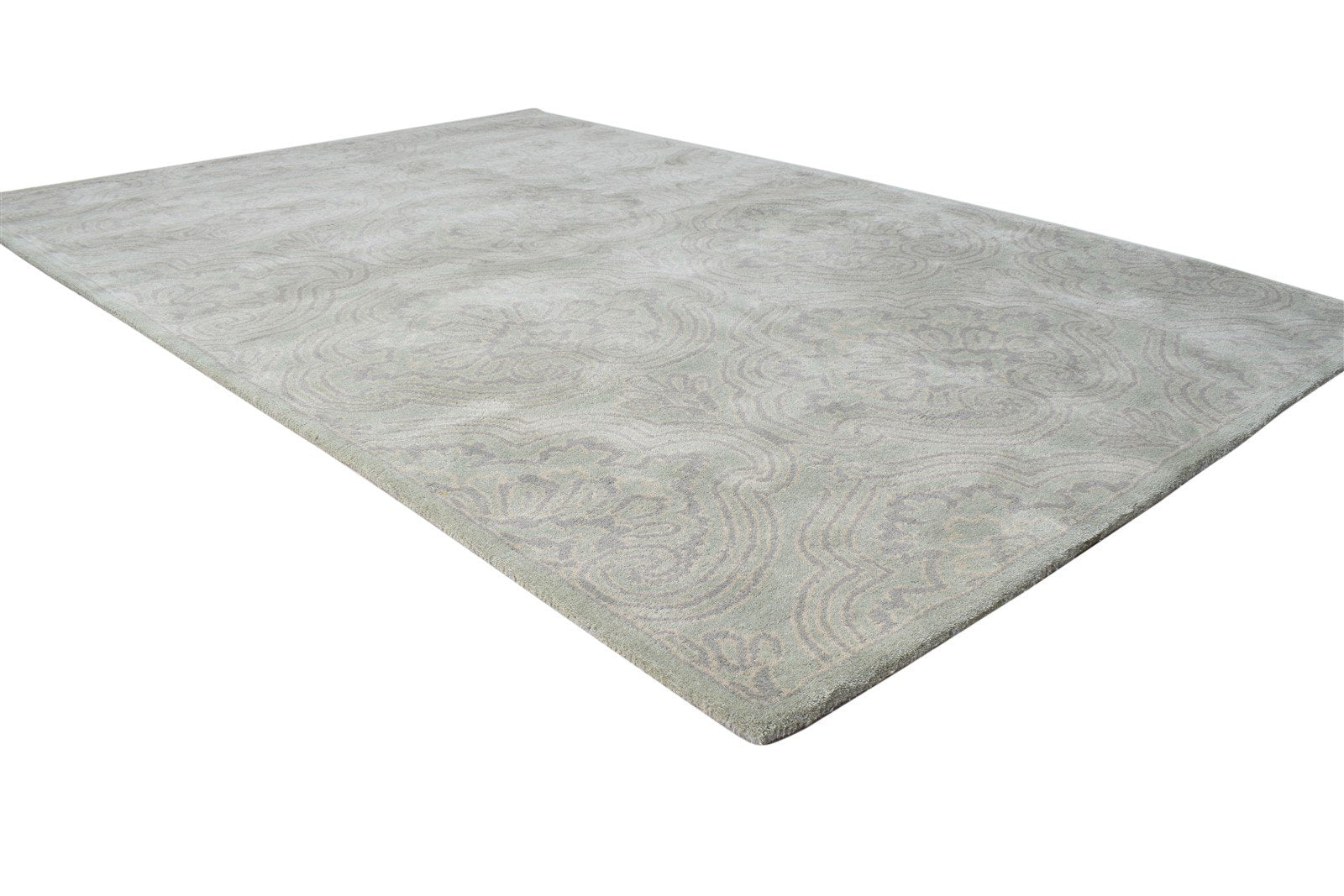 Grey Wool Rug 5' X 8' Transitional Hand Tufted European Damask Room Size Carpet 7865177866389