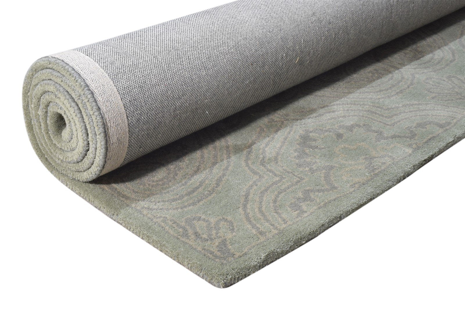 Grey Wool Rug 5' X 8' Transitional Hand Tufted European Damask Room Size Carpet 7865177866389