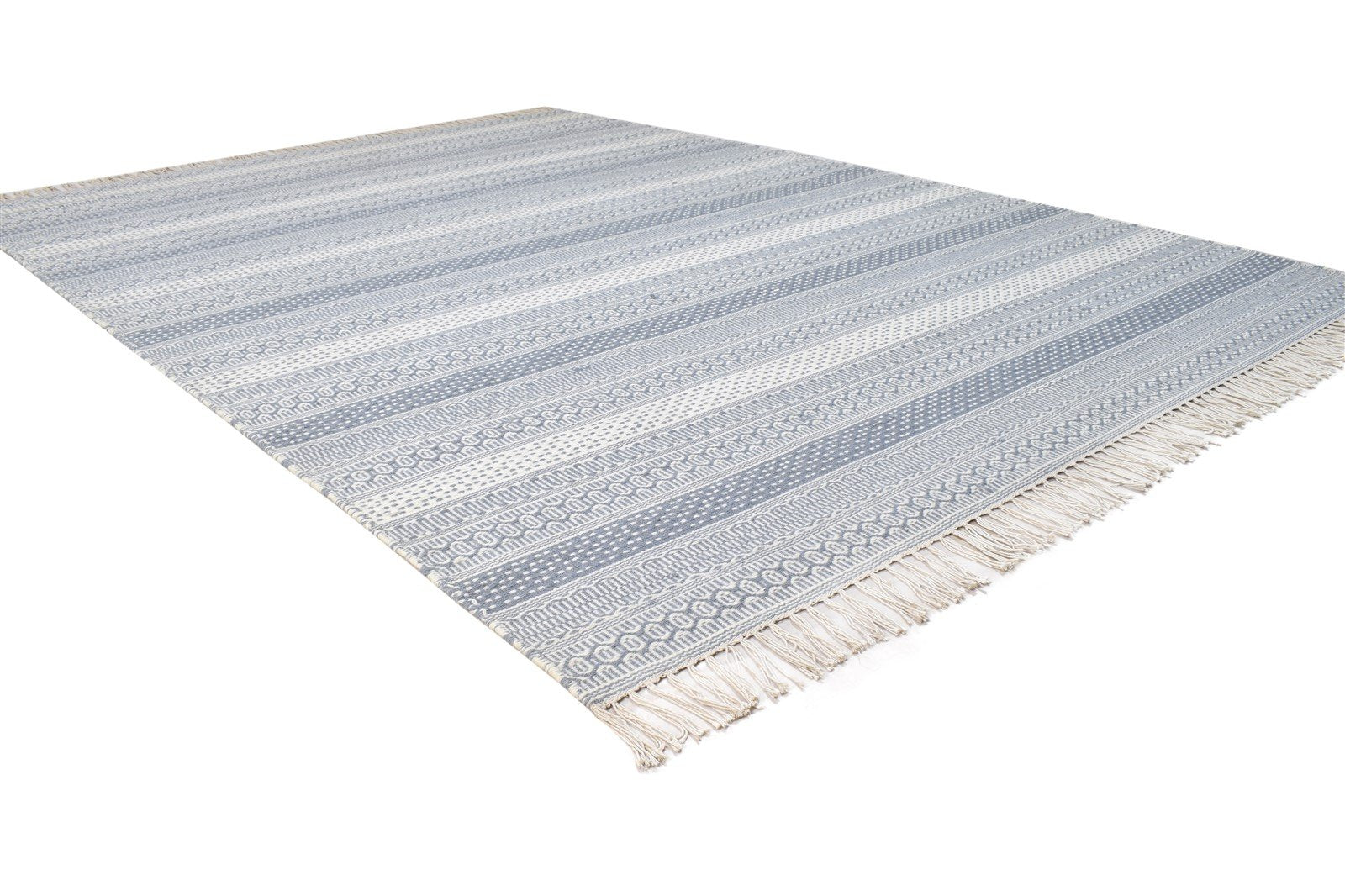 Eolande Grey Wool Rug 6' X 8' Modern Dhurrie Scandinavian Striped 7865035587733