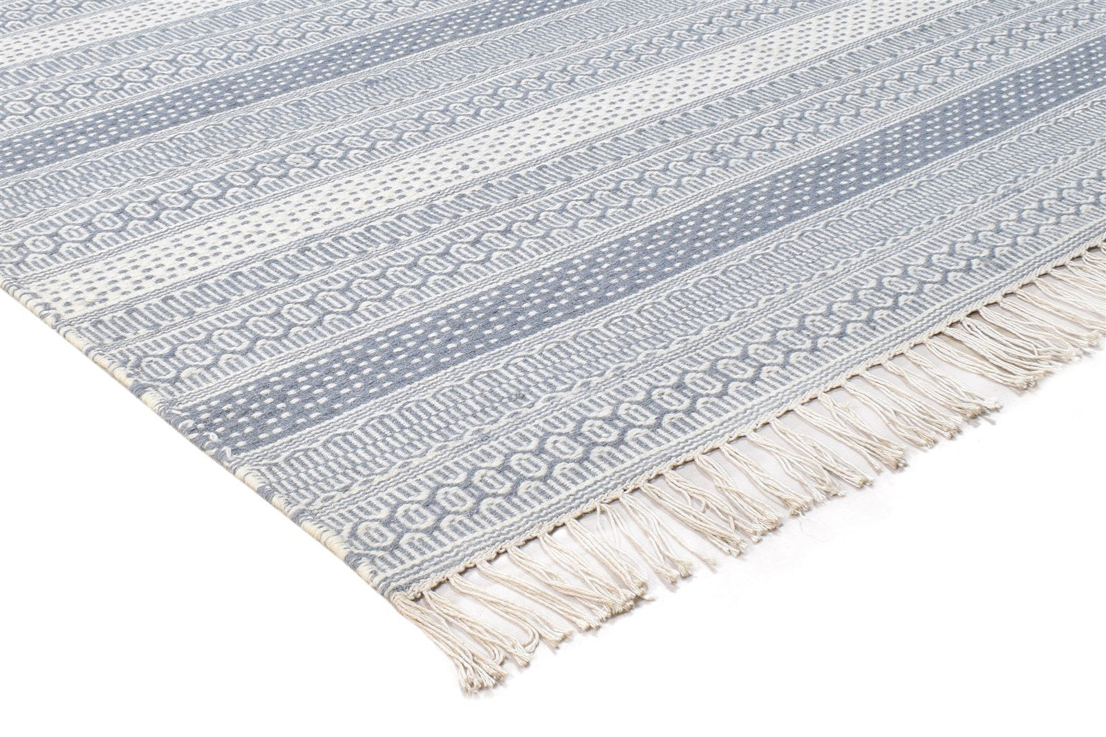 Eolande Grey Wool Rug 6' X 8' Modern Dhurrie Scandinavian Striped 7865035587733
