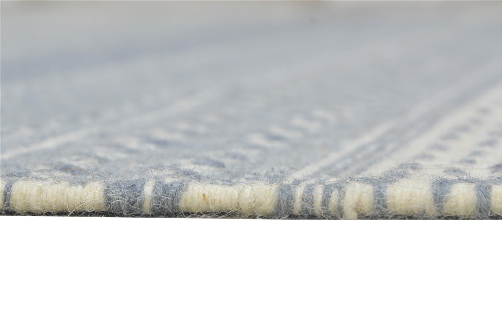 Eolande Grey Wool Rug 6' X 8' Modern Dhurrie Scandinavian Striped 7865035587733