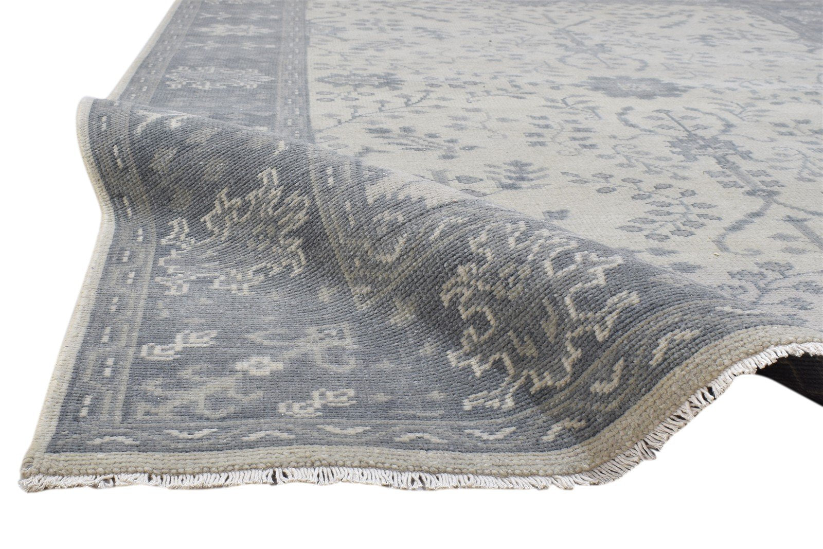 Grey Wool Rug 6X9 Persian Hand Knotted Sarouk-Indian Oriental Room Size Carpet 7860689272981