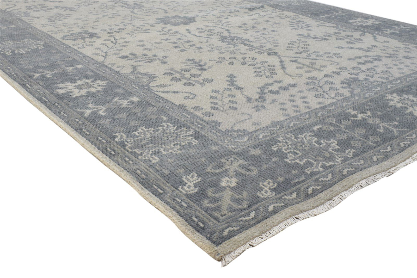 Grey Wool Rug 6X9 Persian Hand Knotted Sarouk-Indian Oriental Room Size Carpet 7860689272981
