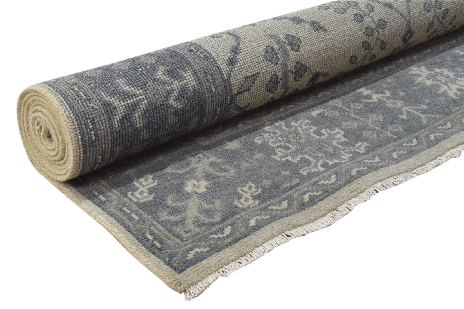 Grey Wool Rug 6X9 Persian Hand Knotted Sarouk-Indian Oriental Room Size Carpet 7860689272981