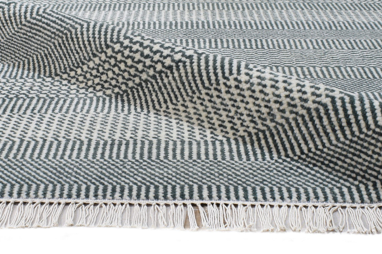 Grey Wool Rug 8' X 10' Modern Hand Knotted Agra Grass Trellis Large Carpet 7865146146965