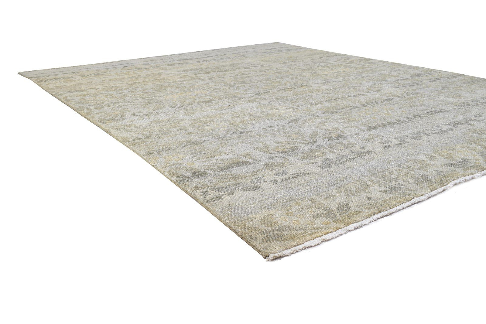Grey Wool Rug 8' X 10' Modern Hand Knotted French Floral Large Carpet 7864168415381