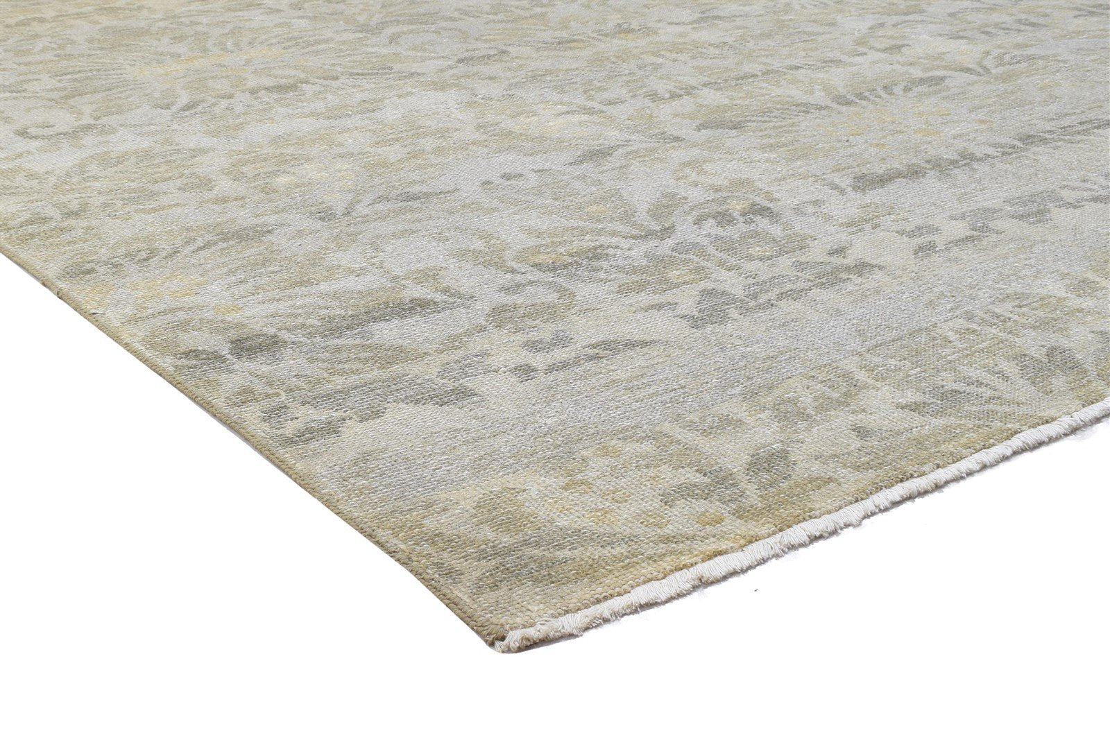 Grey Wool Rug 8' X 10' Modern Hand Knotted French Floral Large Carpet 7864168415381