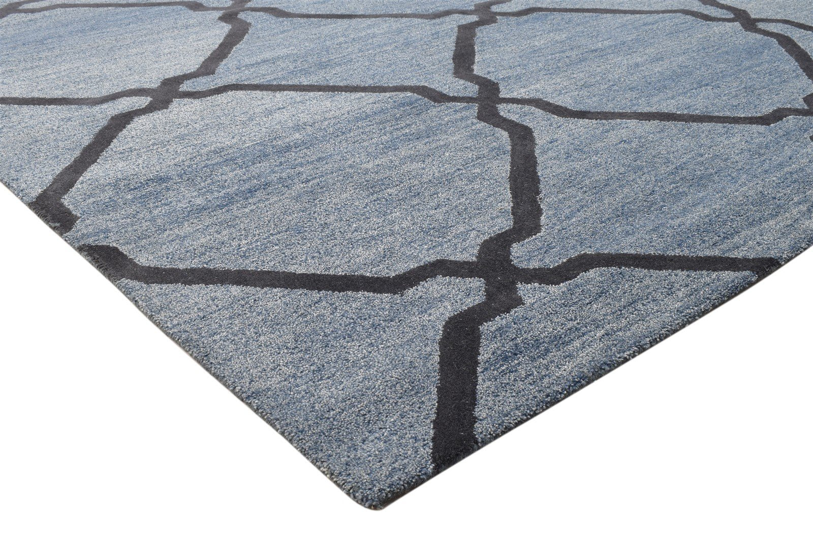 Grey Wool Rug 8' X 10' Modern Hand Tufted Moroccan Trellis Large Carpet 7864116936853