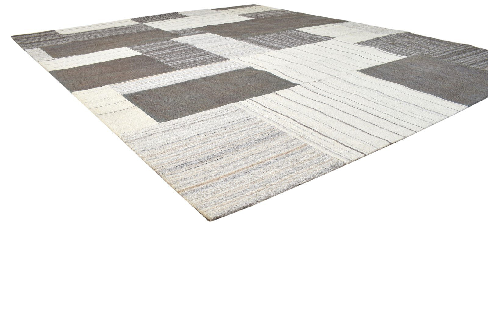 Grey Wool Rug 8' X 10' Modern Hand Tufted Scandinavian Geometric Large Carpet 7864110022805