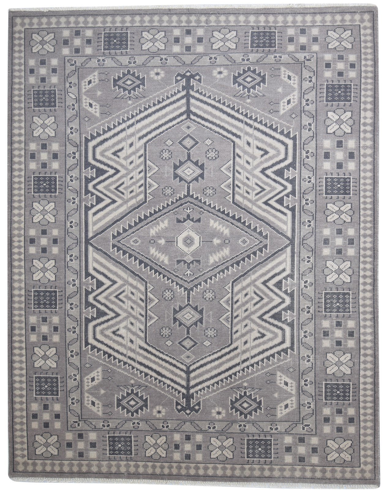 Grey Wool Rug 8' X 10' Persian Hand Knotted Kazak Oriental Large Carpet 7864176246933