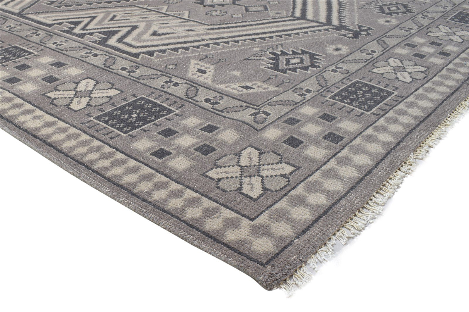 Grey Wool Rug 8' X 10' Persian Hand Knotted Kazak Oriental Large Carpet 7864176246933