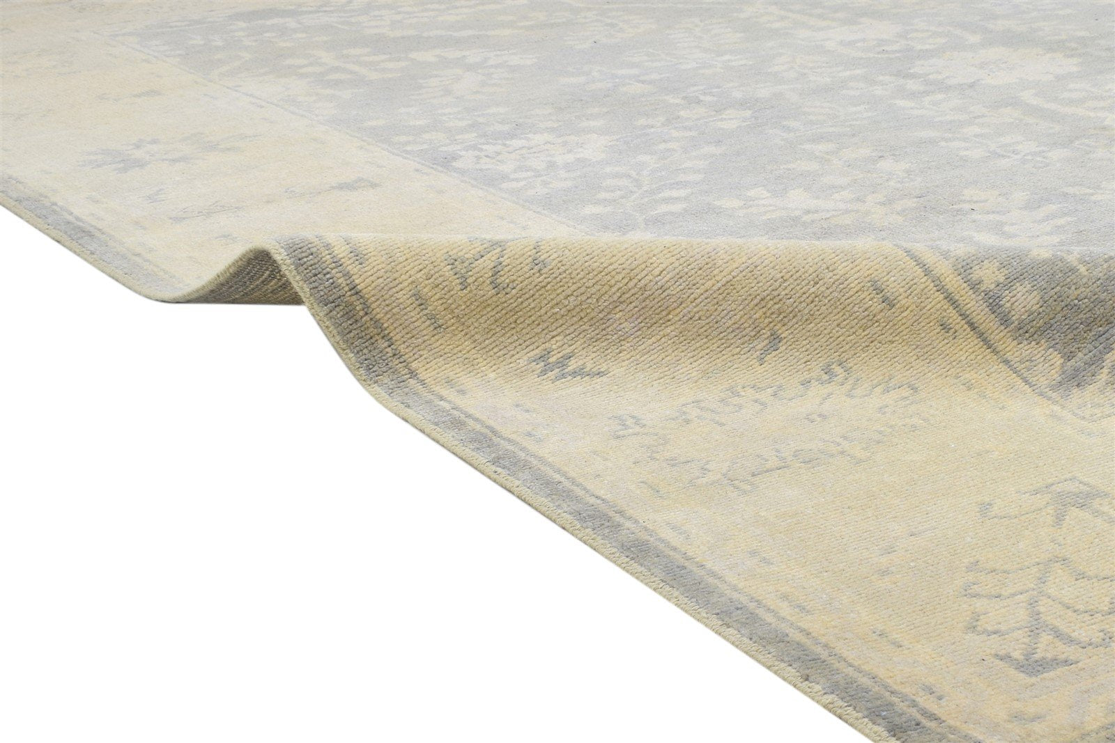 Grey Wool Rug 8' X 10' Persian Hand Knotted Sarouk-Indian Oriental Large Carpet 7864165662869