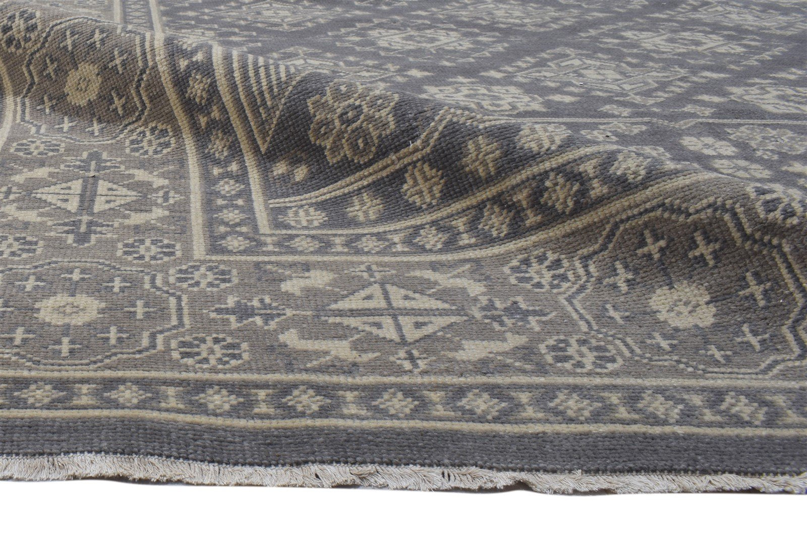 Grey Wool Rug 9' X 13' Persian Hand Knotted Kazak Oriental Large Carpet 7864103370901
