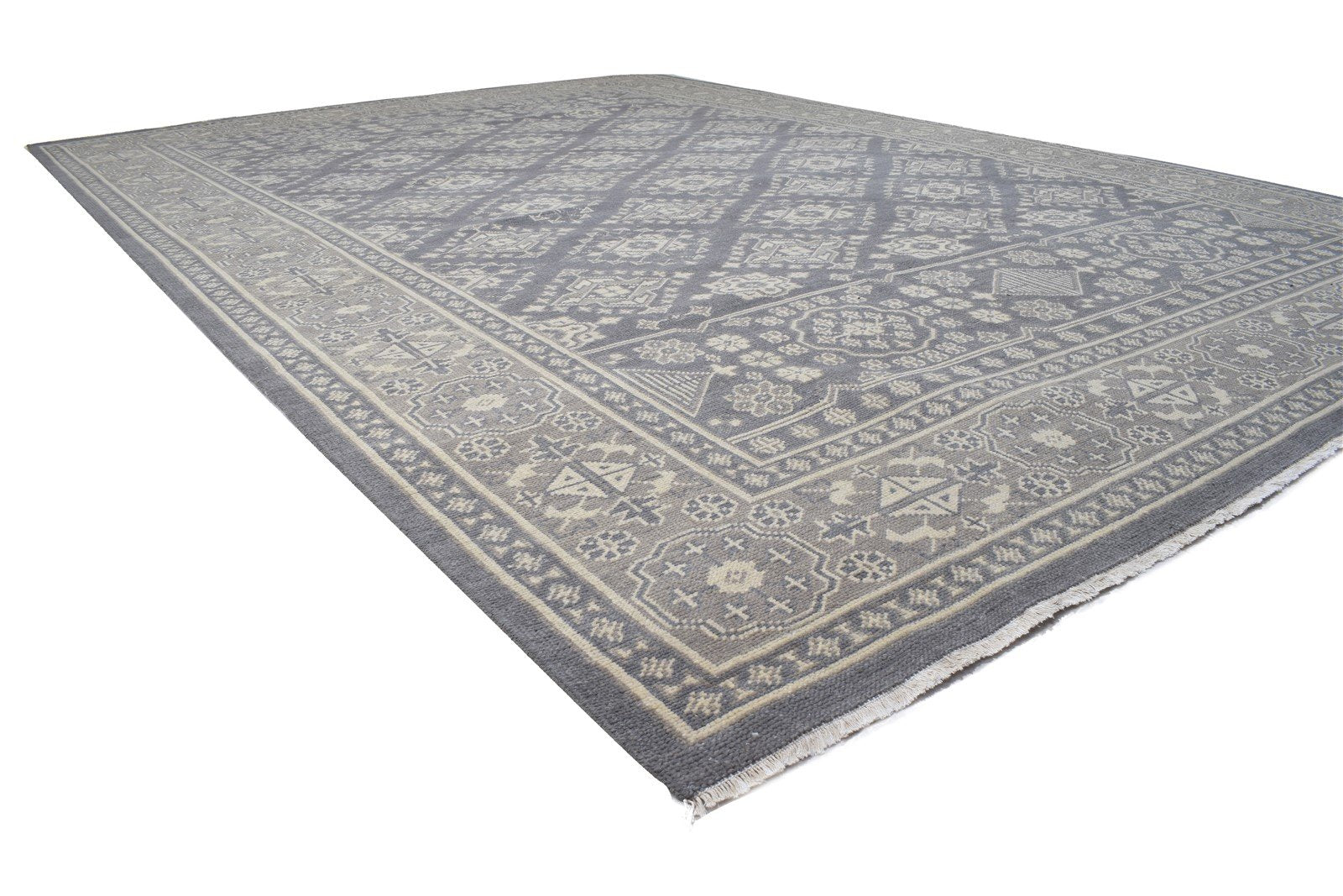 Grey Wool Rug 9' X 13' Persian Hand Knotted Kazak Oriental Large Carpet 7864103370901