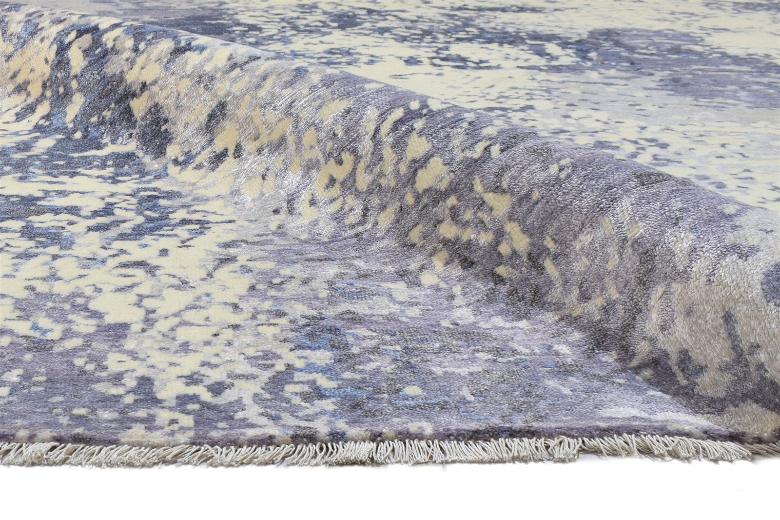 Grey Wool / Silk Rug 11X10 Modern Hand Knotted Indian Abstract Extra Large 7864324948117