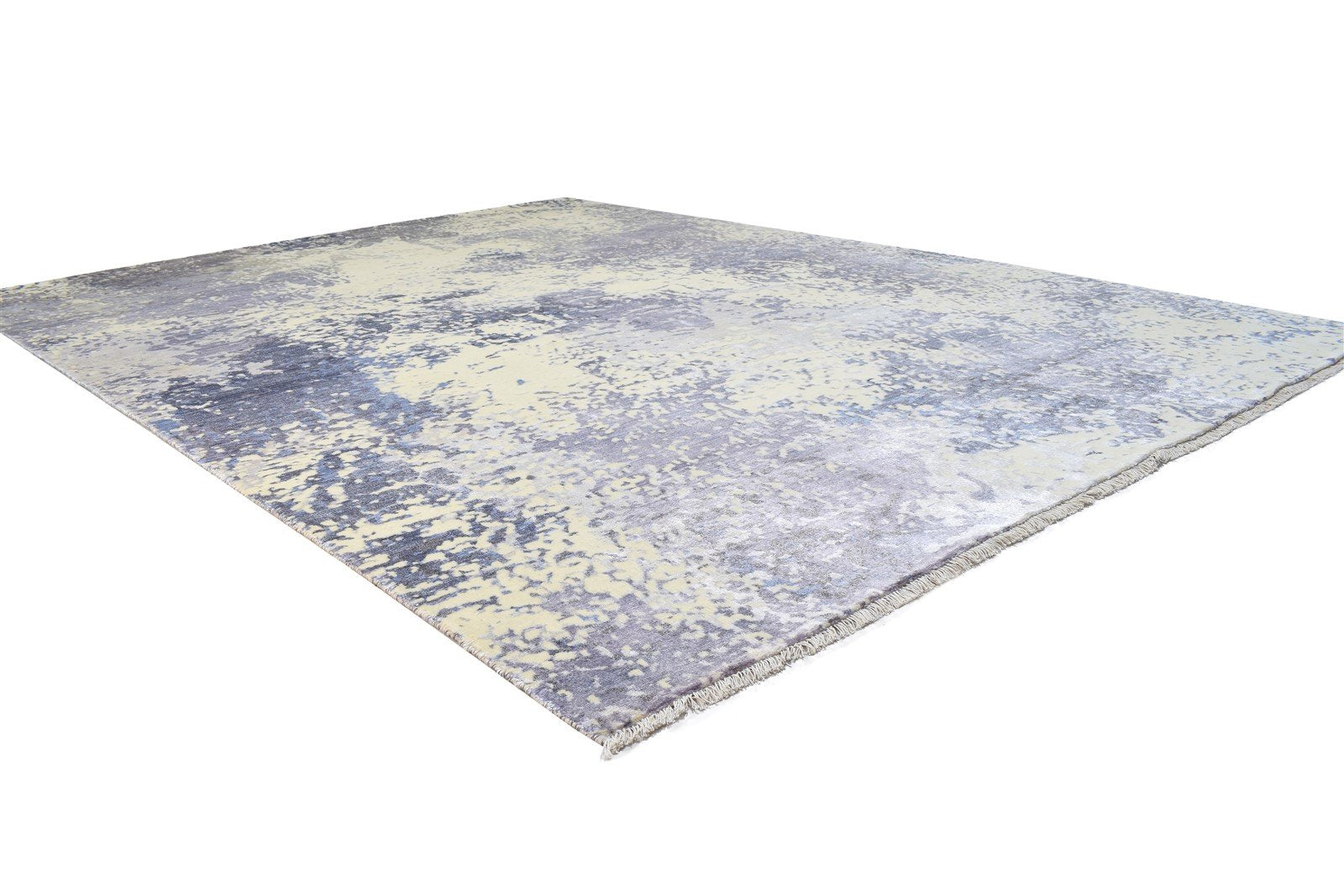 Grey Wool / Silk Rug 11X10 Modern Hand Knotted Indian Abstract Extra Large 7864324948117