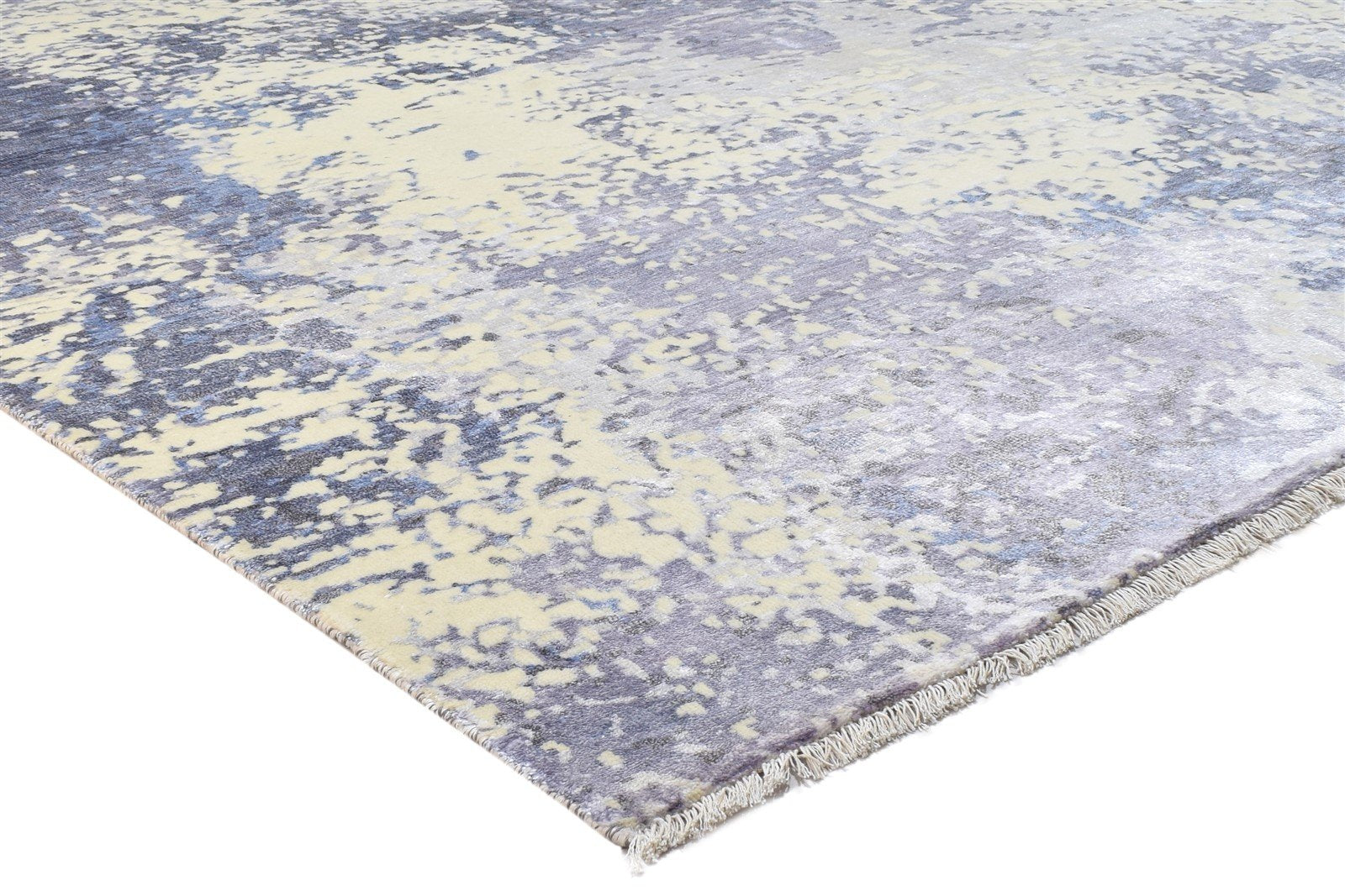 Grey Wool / Silk Rug 11X10 Modern Hand Knotted Indian Abstract Extra Large 7864324948117