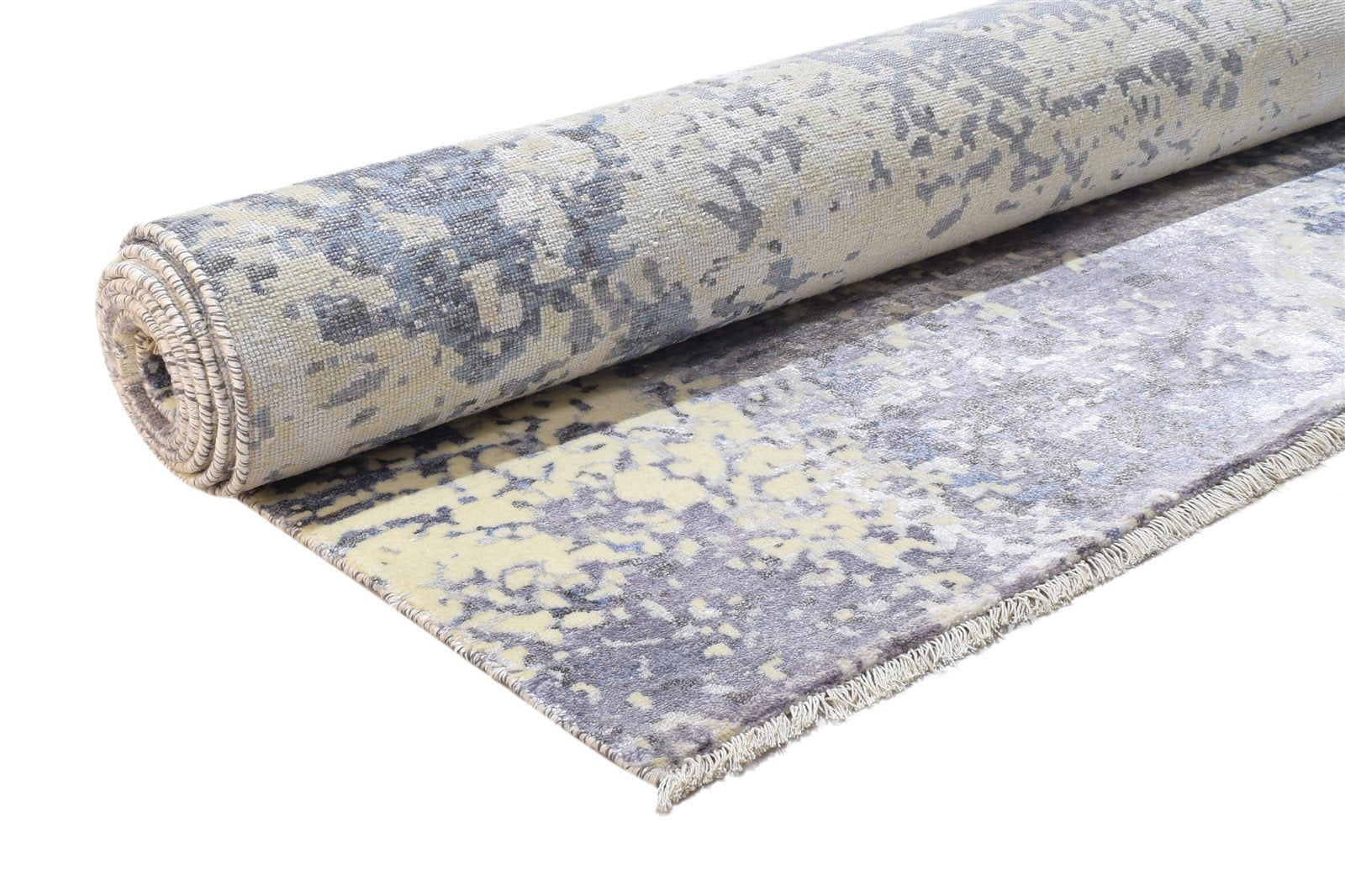 Grey Wool / Silk Rug 11X10 Modern Hand Knotted Indian Abstract Extra Large 7864324948117