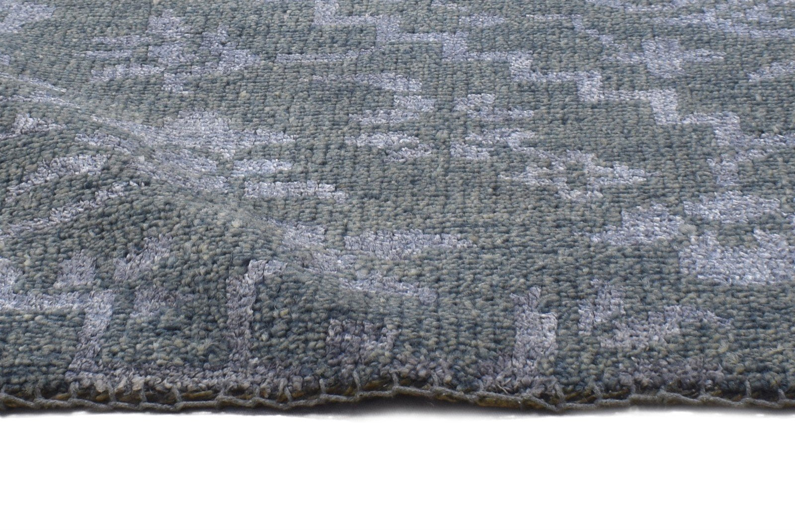 Grey Wool / Silk Rug 2' X 2' Modern Hand Knotted Moroccan Trellis Small Carpet 7864132731029